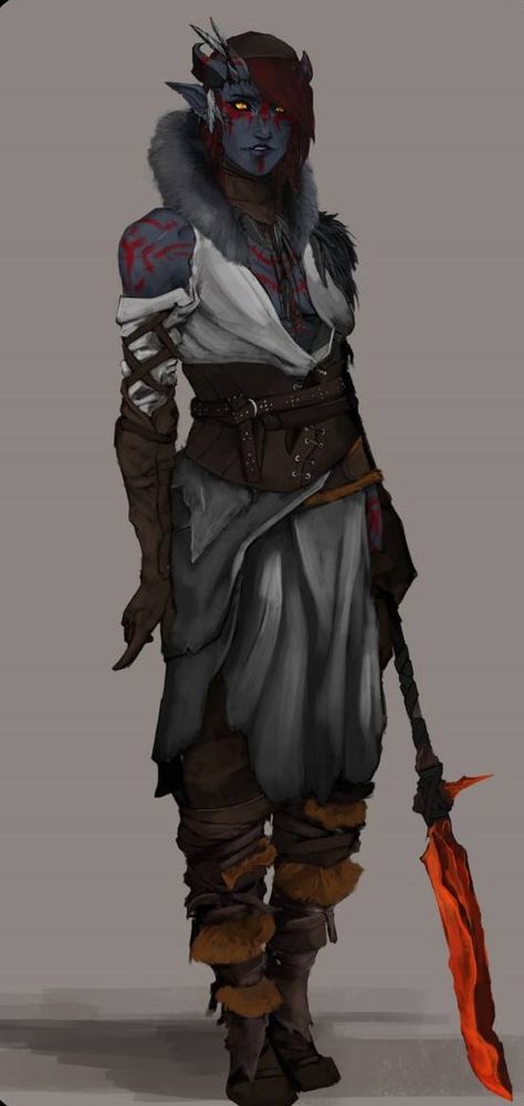 Qunari Barbarian Tiefling Warlock, Pathfinder Character, Heroic Fantasy, Dungeons And Dragons Characters, Dnd Art, Game Character Design, Arte Fantasy, Fantasy Rpg, Fantasy Inspiration