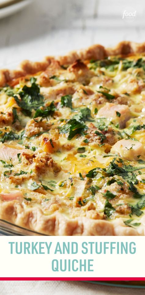 Recipe of the Day: Turkey and Stuffing Quiche 🥚 Don't let those Thanksgiving leftovers go to waste! A quiche is the perfect way to use leftover turkey and stuffing—and a little Cheddar too. Turkey Quiche Recipes, Leftover Turkey And Stuffing, Leftover Stuffing Recipes, Thanksgiving Leftover Casserole, Turkey And Stuffing, Leftover Casserole, Thanksgiving Brunch, Thanksgiving Breakfast, Thanksgiving Leftover Recipes