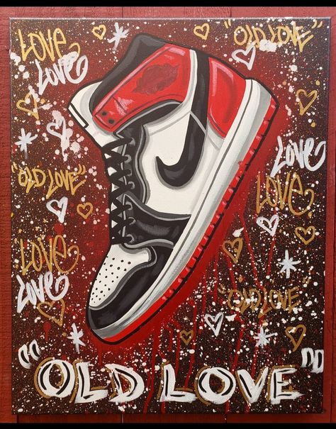 Instagram @whos_theekidd #sneakers #shoes #jordan #oldlove #airjordan #jordan1s #nike #painting #acrylicpaint #acrylic #paint #art #posca #poscamarkers #prismacolor #prismacolormarker Nike Painting, Canvas Painting Patterns, Nike Drawing, Jordan Painting, Acrylic Paint Art, Shoe Artwork, Nike Art, Graffiti Wallpaper Iphone, Trippy Painting