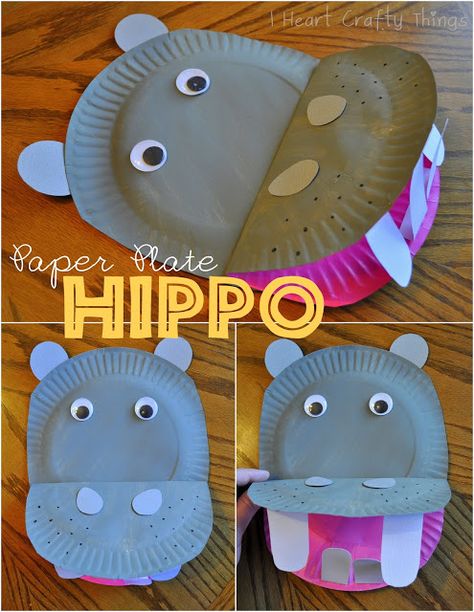 Inspired by her daughter's favorite stories - this Paper Plate Hippo came to be! Try it at home with @iheartcrafty's how-to (and prepare to get messy)! Hippo Crafts, Kuda Nil, Jungle Crafts, Zoo Crafts, Paper Plate Animals, Paper Plate Crafts For Kids, Animal Crafts For Kids, Daycare Crafts, Paper Plate Crafts