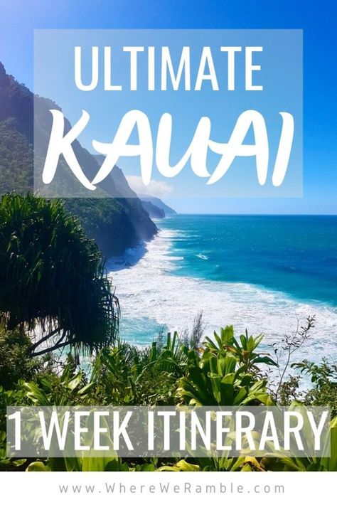 1 Week In Kauai, Kauai Itinerary 1 Week, Hawaii Itinerary, Kauai Travel, Hawaiian Travel, Kauai Vacation, Waimea Canyon, Hawaiian Vacation, Kauai Hawaii