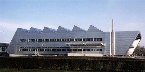 Idea 989538: Beldona Textile Factory by OAP Architektur und Projekte in Widnau, Switzerland Textile Factory Architecture, Factory Architecture, Textile Factory, Space Architecture, Architectural Design, Sydney Opera House, Switzerland, Textiles, Architecture