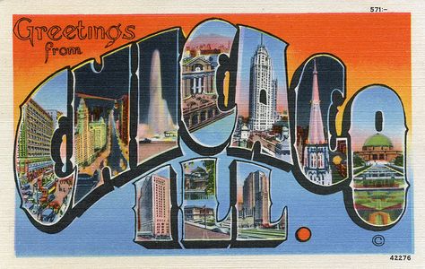 Large Letter Postcard Greetings From Chicago, Chicago Postcard, Chicago Hot Dog, Car Bedroom, Chicago History, My Kind Of Town, Picture Postcards, Summer Road Trip, Large Letters