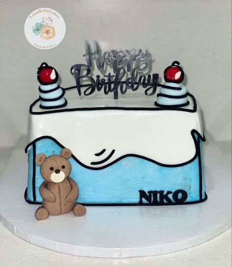 Square Cartoon, 2d Cartoon, Cartoon Cake, Custom Cakes, Cake Designs, Birthday Cake, Baby Shower, Shower, Cake