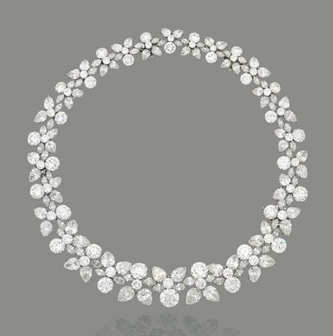 AN IMPORTANT DIAMOND 'HOLLY WREATH' NECKLACE, BY HARRY WINSTON | 1960s, Jewelry | Christie's Harry Winston Necklace, Harry Winston Jewelry, Harry Winston Diamond, Wreath Necklace, Jewelry By Brand, 1960s Jewelry, Holly Wreath, Fantasy Closet, Harry Winston