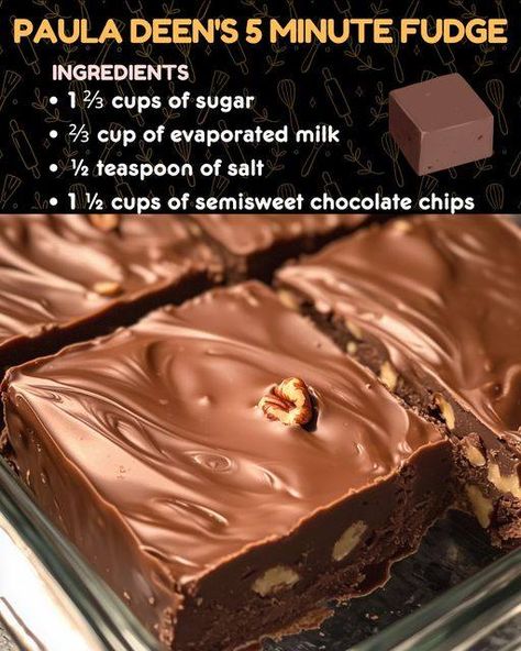 Paula Deen Fudge, Fudge With Evaporated Milk, 5 Minute Fudge, My Heavenly Recipes, Heavenly Recipes, Fudge Ingredients, Fudge Recipe, Paula Deen, Evaporated Milk