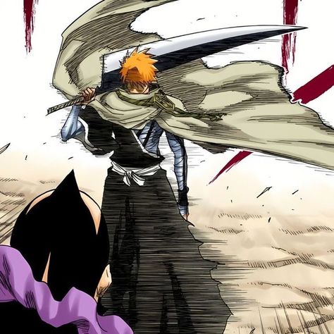 Ichigo Soul Society Arc, Ichigo First Bankai, Ichigo Bankai Manga, Bleach Manga Icons Colored, Ichigo Colored Manga, Ichigo Pfp Manga, Bleach Ichigo Manga, Ichigo Manga Color, Ichigo Manga Icon