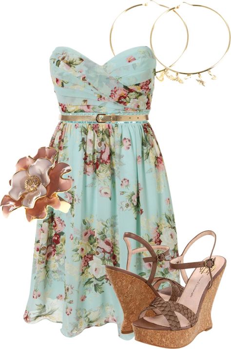 This dress is beautiful! I want this! Dress With Wedges Outfit, Outfits With Wedges, Pretty Casual Outfits, Dress With Wedges, Wedges Outfit, Casual Outfits For Women, Outfits For Women, Beauty And Fashion, Spring Summer Outfits