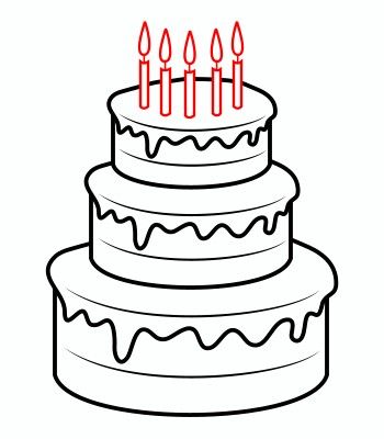 Cake Pictures Drawing, Happy Birthday Cake Drawing, Drawing Of Cake, Birthday Cake Drawing Simple, Cartoon Cake Drawing, Cake Drawing Easy, How To Draw Cake, Birthday Cake Drawing, Birthday Cake Clip Art