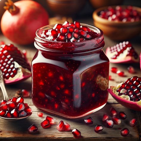 Cooking up Joy - Made with love: Pomegranate Pleasure Jam Pomegranate Dessert, Pomegranate Jam, Pomegranate Jelly, Pomegranate Recipes, Food Artwork, Jelly Recipes, Homemade Jam, Jams & Jellies, Jam Recipes