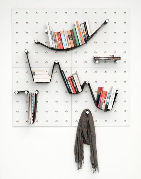 Modular Bookshelves, Info Board, Organization Inspiration, Modular Shelving, Modular Furniture, Design Sponge, Wall Organization, Peg Board, Book Shelf