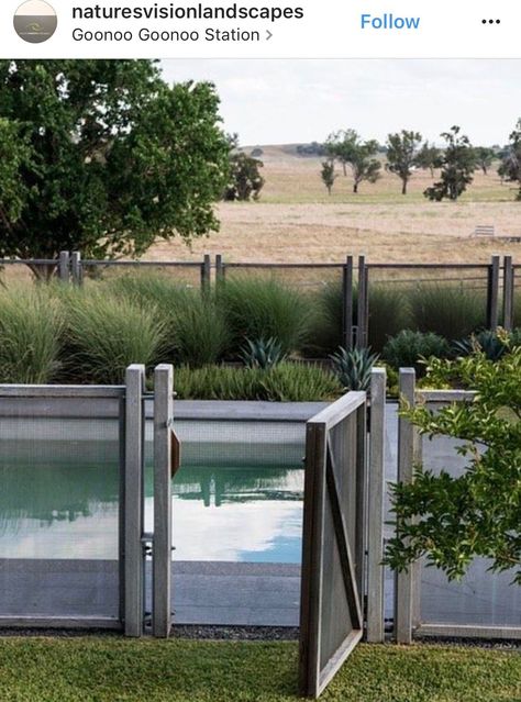 Pool Fencing Landscaping, Pool Fence Ideas, Fence Around Pool, Country Pool, Wooden Pool, Gabion Fence, Pool Gate, Pool Landscape Design, Pool Fence