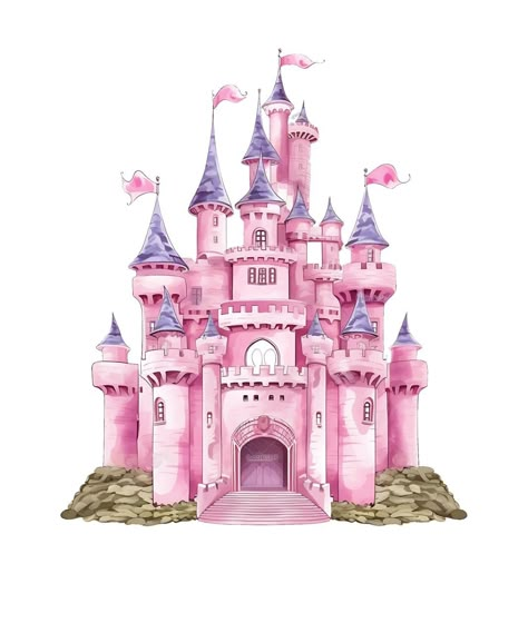 Princess Castle Drawing, Disney Princess Cake Topper, Princess Cake Topper, Non Disney Princesses, Disney Princess Castle, Diy Cake Topper Birthday, Baby Shower Background, Castle Drawing, Disney Princess Cake