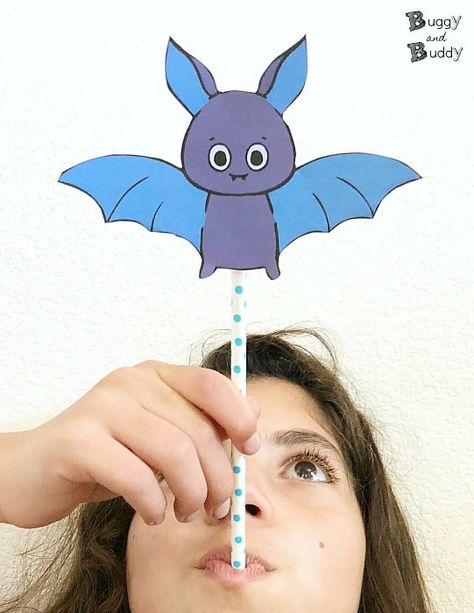 Bat Straw Rockets, Bats Crafts Preschool, Bat Activities For Kids, Straw Rockets, Kids Bat, Halloween Science Activities, Straw Rocket, Printable Halloween Decorations, Bat Template