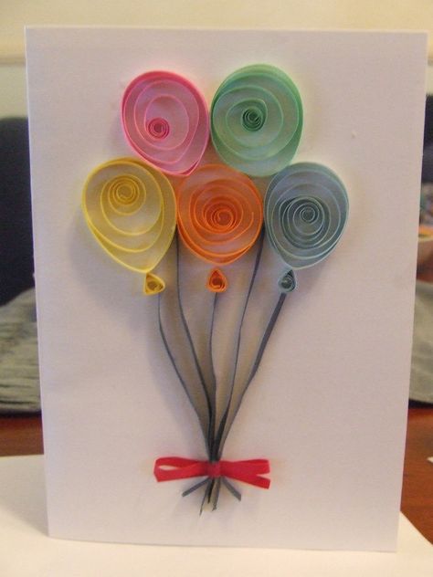 Quilling Birthday Cards, Balloon Card, Paper Quilling Tutorial, Paper Quilling For Beginners, Paper Quilling Flowers, Paper Quilling Cards, Origami And Quilling, Art Quilling, Paper Quilling Patterns