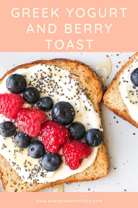 Greek yogurt and berries on toast is a thing. If you like the classic peanut butter and banana toast, why not try this spin on toast? Greek Yogurt Toast, Yogurt Toast Recipe, Yogurt On Toast, Yogurt Toast, Toast With Greek Yogurt, Greek Yogurt French Toast, Yogurt And Berries Breakfast, Yogurt French Toast, Greek Yogurt Recipes Breakfast