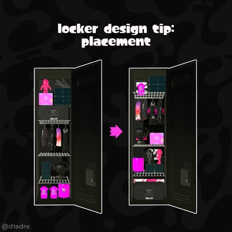 some people asked for some tips and tutorials for how i make my lockers and here's a placement guide! lmk if you are interested in more like this! (sticker tips, how to stick to a theme, etc) :) Splatoon 3 Outfits Ideas In Game, Splatoon 3 Outfits Ideas, Splatoon 3 Locker Ideas, Splatoon Outfit Ideas, Splatoon Locker Ideas, Splatoon Outfits, Splatoon Locker, Splatoon Clothes, Splatoon Oc