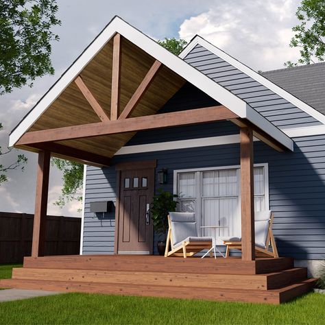 How to Add a Covered Entryway to Your Home Covered Entryway, Under Deck Roofing, Under Deck Ceiling, Roof Sheathing, Concrete Footings, Building A Porch, Porch Roof, Under Decks, Front Entryway