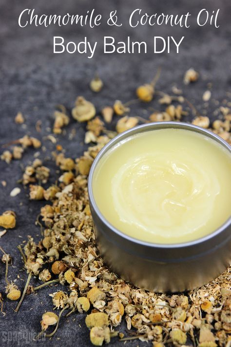 Chamomile & Coconut Oil Body Balm DIY Sleep Balm, Soap Queen, Balm Recipe, Coconut Oil Body, Coconut Oil For Acne, Salve Recipes, Coconut Oil Skin Care, Diy Body Butter, Coconut Oil For Skin