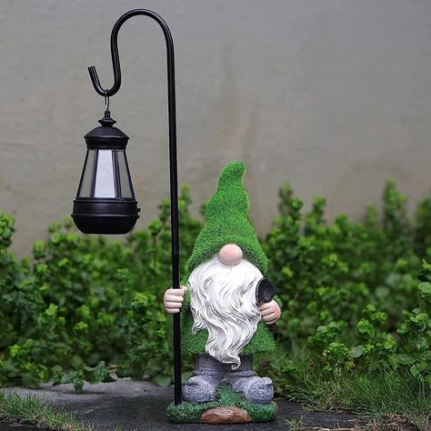 Outdoor Fall Decorations, Funny Fairy, Yard Gnomes, Solar Candles, Funny Garden Gnomes, Garden At Night, Magic Energy, Lantern Outdoor, Garden Gnomes Statue