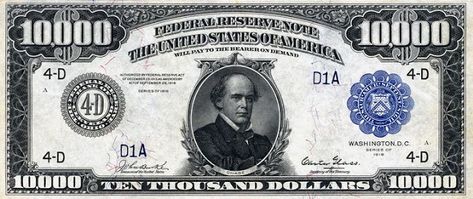 U.S. $10,000 was available till Nixon nixed it in 1969 Thousand Dollar Bill, 10000 Dollars, Canadian Dollar, Dollar Note, Dollar Banknote, Thousand Dollars, Andrew Jackson, What To Sell, Thomas Jefferson