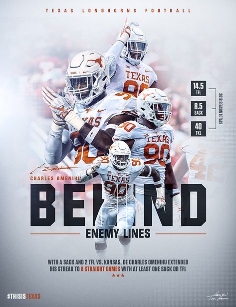 Sports Marketing Design, Sports Magazine Covers, Texas Longhorns Football, Sports Advertising, Longhorns Football, Photoshop Design Ideas, Sports Design Inspiration, Digital Marketing Design, Sport Poster Design