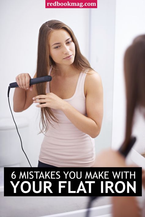 FLAT IRON MISTAKES: Addicted to your flat iron? If so, use these tips to avoid hair styling blunders and damaging mistakes! Here you'll learn the best way to pre-treat your hair, how to select the right heat setting for your hair, how to properly section hair, and so much more! We bet you're making this one major mistake that we've all done before! Click through to find out what it is and to find the best hair hacks and styling tips from Redbookmag.com. Straightening Hair Tips, Flat Iron Tips, Flat Irons Best, Straightening Hair, Ponytail Tutorial, Best Curlers, Hair Mistakes, Flat Irons, Flat Iron Hair Styles