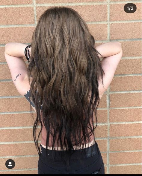 Black Tip Hair Color, Natural Ombré Hair, Brown To Black Hair Ombre, Light Brown To Dark Brown Hair Ombre, Reverse Balayage Brown To Black, Dark Hair Light Roots, Brown To Black Ombre Hair, Dark Brown Underneath Light Brown On Top, Growing Out Dark Hair Dye