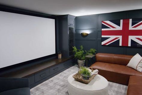 Home Movie Theaters, Home Movie Theater Ideas, Theatre Ideas, Movie Theater Rooms, Emily Henderson Design, Theater Rooms, Basement Redo, Flooring Designs, Media Room Design