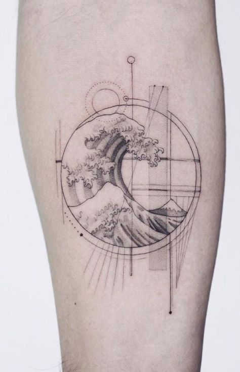 Japanese Wave Tattoos, Fibonacci Tattoo, Family First Tattoo, Element Tattoo, Surf Tattoo, Wave Tattoo, Water Tattoo, Elements Tattoo, Muster Tattoos