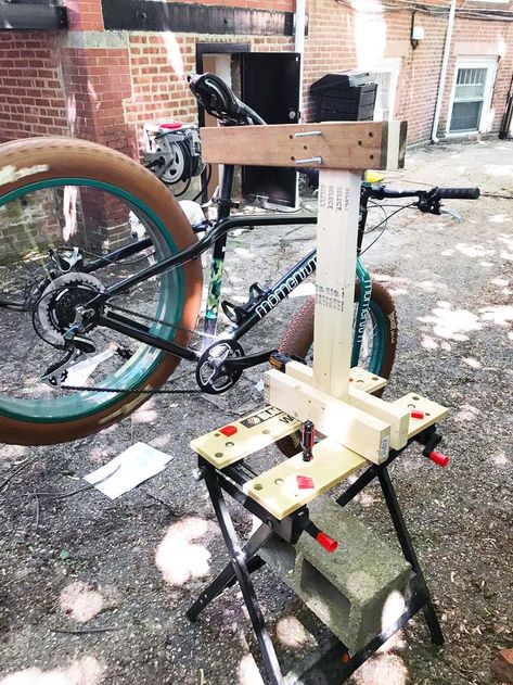 Homemade Bike Stand, Wooden Bike Stand, Diy Bike Stand Wood, Bike Work Stand, Truck Bed Bike Rack Diy Wood, Bicycle Repair Stand Diy, 2x4 Wood, Bicycle Stand, Carriage Bolt