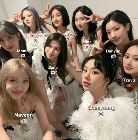 Twice group photo with names Twice Group Photo With Names, Twice Group Photo, Twice Names, Kpop Industry, Kpop Group Names, Girls Group Names, Twice Group, Name List, Group Photo