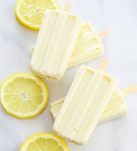 Creamy Whole Lemon Ice Pops - Kirbie's Cravings Lemon Popsicles, Delicious Lemon Desserts, Lemon Ice, Homemade Popsicles, Ice Pop, Ice Cream Popsicles, Popsicle Recipes, Lemon Desserts, Ice Pops