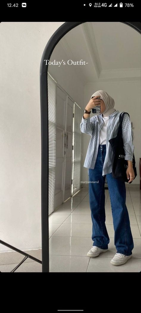 Clean Hijab Outfit, Ootd Ngampus Hijab, Campus Outfit Hijab, Outfit Kampus Hijab, Ootd Kampus Hijab, College Outfits Hijab, Ootd Korean Style Hijab, Blouse Outfit Hijab, Ootd Ngampus