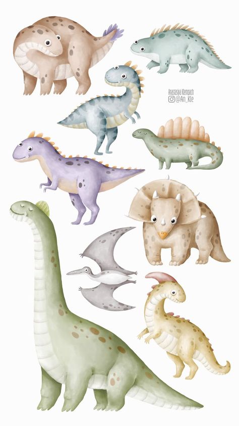 Dino Png, Dino Clipart, Dinosaurs Clipart, Cute Dino, Png Illustration, Baby Shower Clipart, Clipart Baby, Kids Illustration, Watercolor Nursery