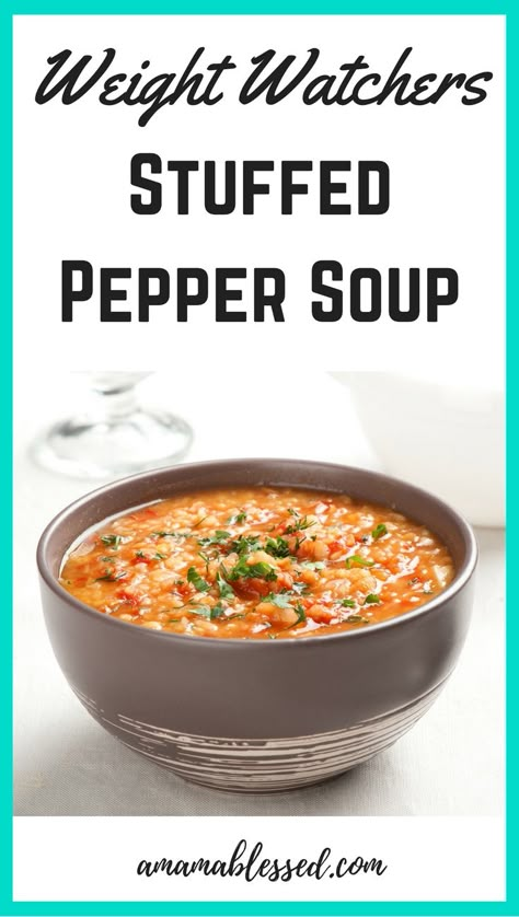 Slow Cooker Stuffed Pepper Soup, Weight Watchers Slow Cooker, Weight Watchers Recipes With Smartpoints, Weight Watchers Lunches, Slow Cooker Stuffed Peppers, Weight Watchers Meal Plans, Meals Dinner, Weight Watchers Soup, Weight Watchers Soup Recipes