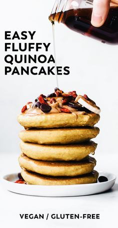 Quinoa Pancakes Vegan, Quinoa Pancakes, Fluffy Quinoa, Quinoa Flour, Pancakes Vegan, Tofu Scramble, Vegan Pancakes, Breakfast Healthy, Pancakes Healthy