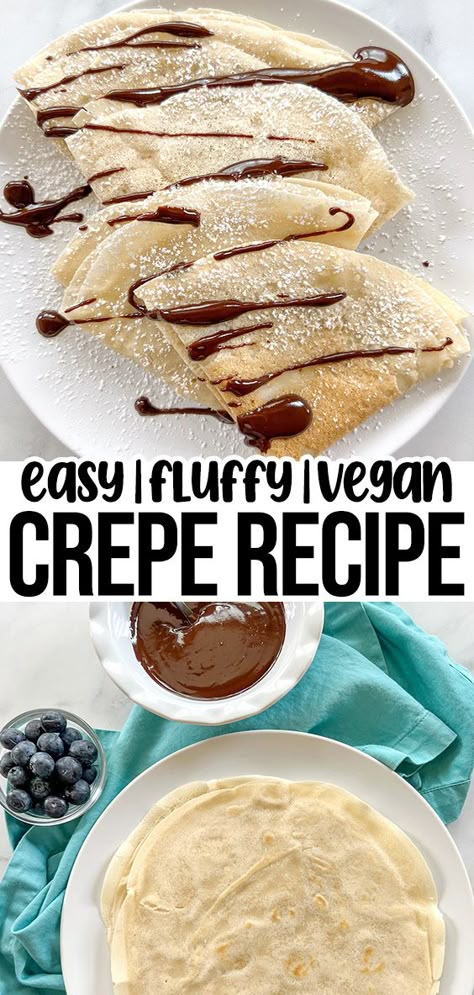 crepes with blueberries and chocolate ganache. Crepe Recipe Without Eggs, Breakfast Ideas No Dairy, No Egg No Dairy Breakfast, Egg Free Crepes, Autoimmune Breakfast, Eggless Crepe Recipe, Crepes Without Eggs, Eggless Crepes, Dairy Free Crepes