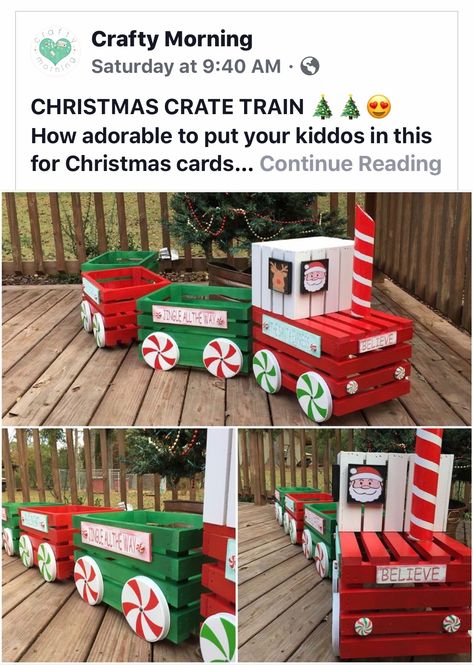 Xmas crate train Crate Train, Christmas Wrapping Diy, Christmas Parade, Christmas Decorations Diy Outdoor, Xmas Diy, Christmas Train, Navidad Christmas, Diy Holiday Decor, Old Fashioned Christmas