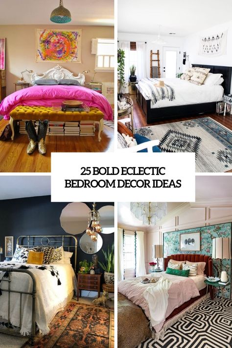 25 Bold Eclectic Bedroom Décor Ideas Eclectic Vintage Bedroom, Colorful Eclectic Bedroom, Eclectic Bedroom Design, Eclectic Decor Bedroom, Bedroom Eclectic, Bold Eclectic, Bold Bedroom, Glam Bedroom, Guest Bedroom Decor