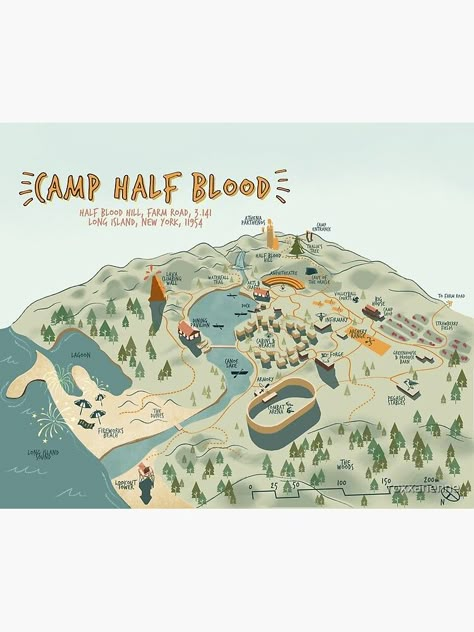 "Map of Camp Half Blood" Poster by roxxanenne | Redbubble Camp Half Blood Map, Apollo's Cabin, The Kane Chronicles, Rachel Elizabeth Dare, Zio Rick, Hazel Levesque, Frank Zhang, Piper Mclean, Jason Grace