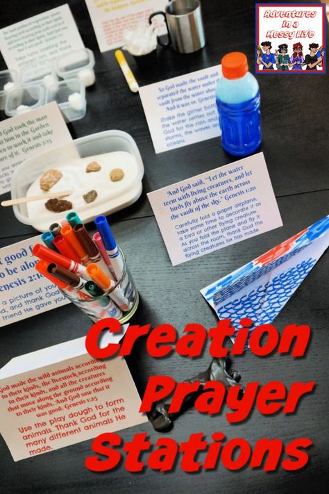 Creation Prayer Stations for your Sunday School #kidmin #SundaySchool Sabbath School Program Ideas, Creation Lessons For Kids Sunday School, Prayer Stations For Kids, Family Discipleship, Spiritual Education, Prayer Walk, God Ideas, Creation Activities, Prayer To God