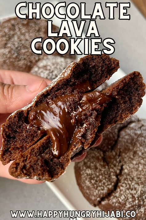 Looking for rich, decadent cookies? Then these chocolate lava cookies are perfect for you! #chocolate #chocolatelavacookies #cookies #recipes #cookierecipes #chocolatecookies Gooey Chocolate Lava Cookies, Lava Cookies Recipe, Chocolate Lava Cake Cookies, Chocolate Lava Cakes, Chocolate Lava Brownie Cookies, Chocolate Lava Cookies Recipes, Chocolate Lava Cookies, Lava Cookie Recipe, Lava Cake Cookies