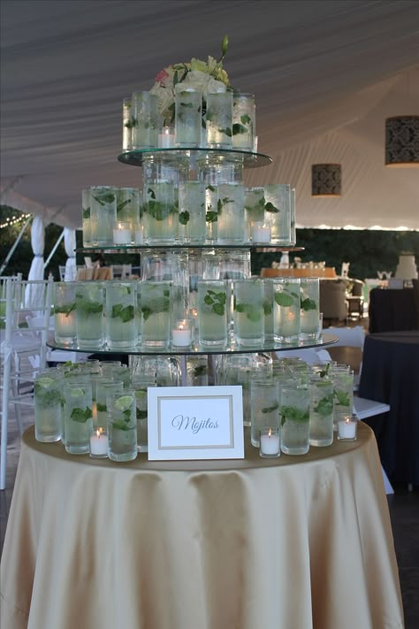 Drink Tower, Mojito Drink, Havana Nights Party, Wedding Drink Station, Drink Display, Reception Drink, Glass Drink, Drink Bar, Specialty Cocktail