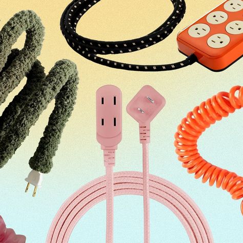 16 Extension Cords and Power Strips You’ll Actually Like Looking At From Across the Room | Architectural Digest | Architectural Digest Floor Cord Cover, Boho Space, Extension Cords, Power Trip, Cord Cover, Gift Tags Diy, Braids With Extensions, Cube Design, Sticker Ideas