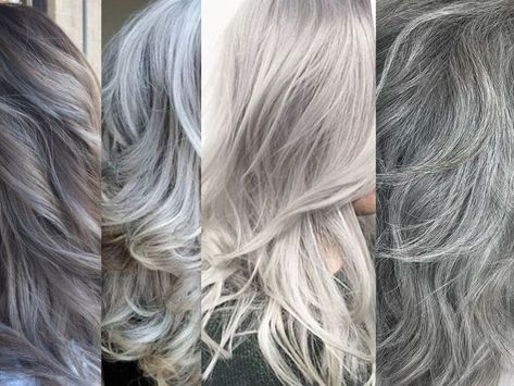 Gray Hair Extensions Grey Silver, Cool Grey Hair, Grey Hair Highlights, Gray Hair Extensions, Silver Hair Extensions, Dark Greige, Fake Hair Extensions, Grey Hair Extensions, Diy Hair Extensions