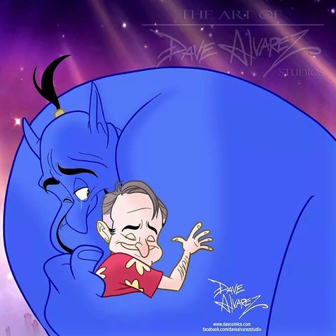 My Robin Williams tribute. The original one can be found at www.facebook.com / DaveAlvarezStudio Good Will Hunting, Robin Williams, Photo Vintage, To Infinity And Beyond, Disney And Dreamworks, Disney Love, Disney Magic, Aladdin, Disney Art