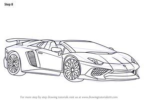 Learn How to Draw Lamborghini Aventador LP750-4 SV Roadster (Sports Cars) Step by Step : Drawing Tutorials Lamborghini Drawing Sketches, How To Draw A Lamborghini, Cute Car Drawings, Lamborghini Aventador Drawing, Sport Car Drawing, Supercar Drawing, Lamborghini Sketch, Sports Car Drawing, Lamborghini Drawing