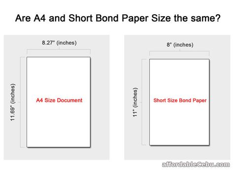 You may wonder if A4 and short bond paper size are the same. The answer is no. They're different.   What's the difference between A4 and Short Bond Paper size?  Read more: http://www.affordablecebu.com/is-a4-and-short-bond-paper-size-the-same Design For Bond Paper, Short Bond Paper Size, Short Bond Paper, Notes Reference, Long Bond Paper, Computer Tricks, Bond Paper Design, Bond Paper, A4 Paper