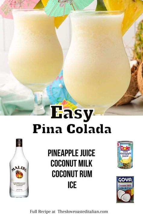 Piña Colada Recipes, Pina Colada Recipe Easy, Frozen Pina Colada Recipe Malibu, Pina Colada Alcoholic Drink, How To Make Piña Colada Drink, Diy Pina Colada Drink, Pina Colada Recipe For A Crowd, Pino Colada Recipe, Pena Colada Recipe